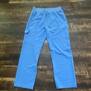 NWT Jaanuu j95165 4 pocket relaxed fit cargo blue medical essential scrub pant L